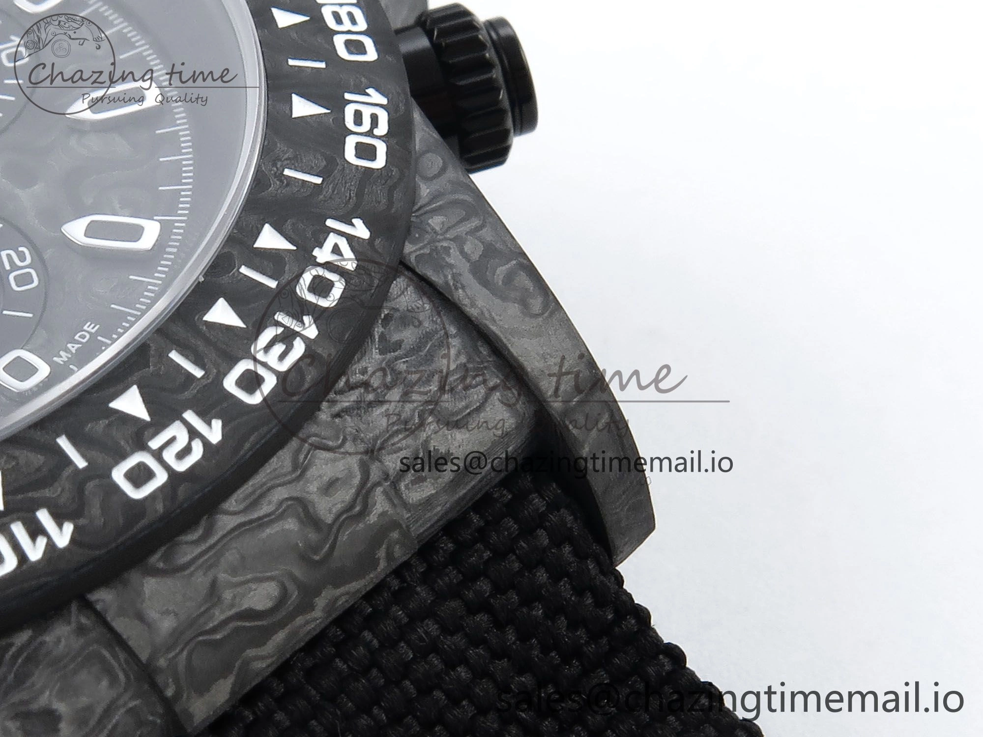 OnTrend Daytona DIW Black Carbon DIWF Best Edition Carbon Dial on Black Nylon Strap DD 493