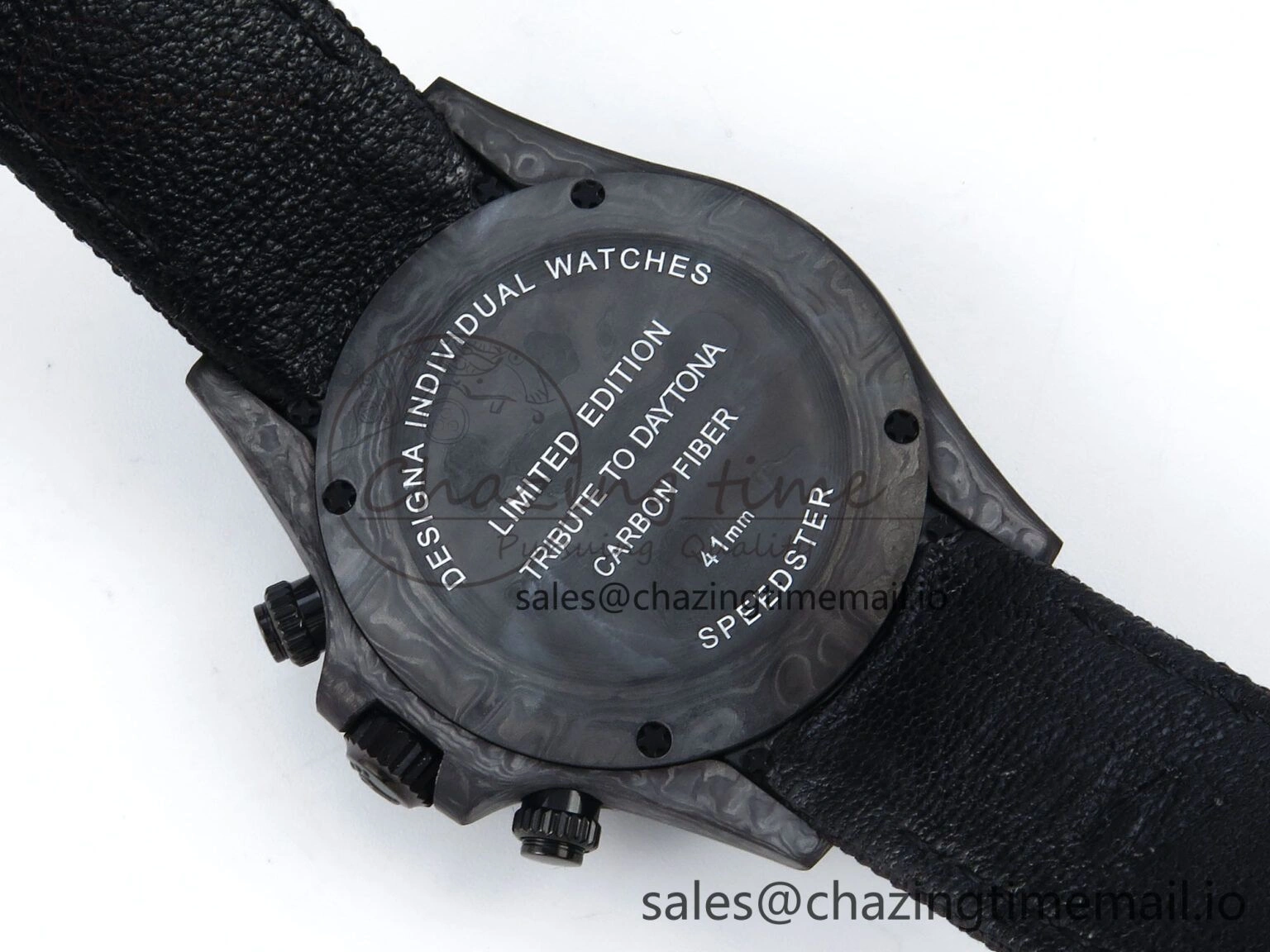 OnTrend Daytona DIW Black Carbon DIWF Best Edition Carbon Dial on Black Nylon Strap DD 493