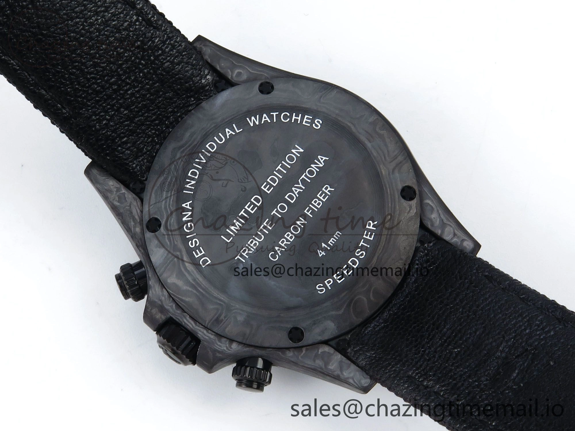 OnTrend Daytona DIW Black Carbon DIWF Best Edition Carbon Dial on Black Nylon Strap DD 493