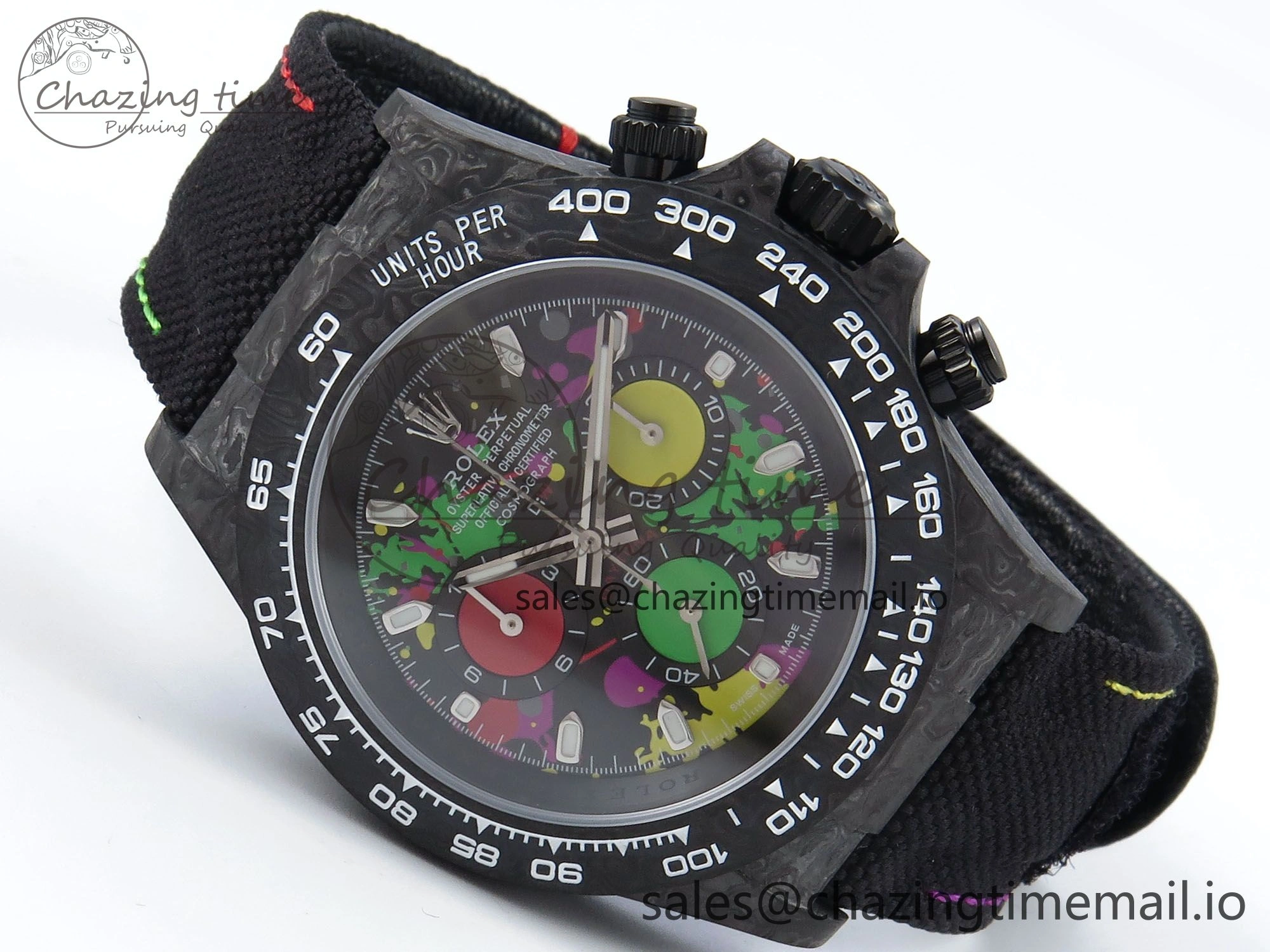 Daytona DIW Black Carbon DIWF Best Edition  Dial on Black Nylon Strap DD Versatile 492
