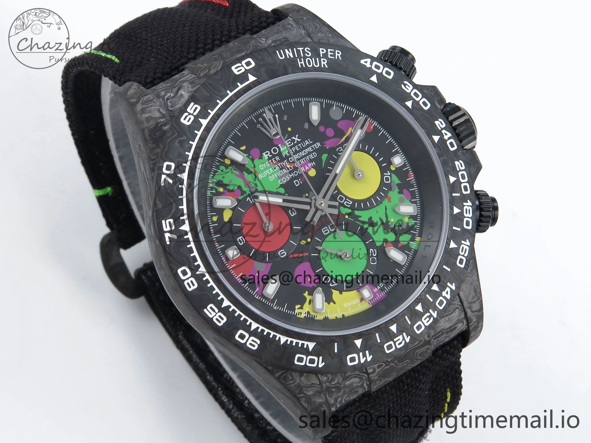 Daytona DIW Black Carbon DIWF Best Edition  Dial on Black Nylon Strap DD Versatile 492