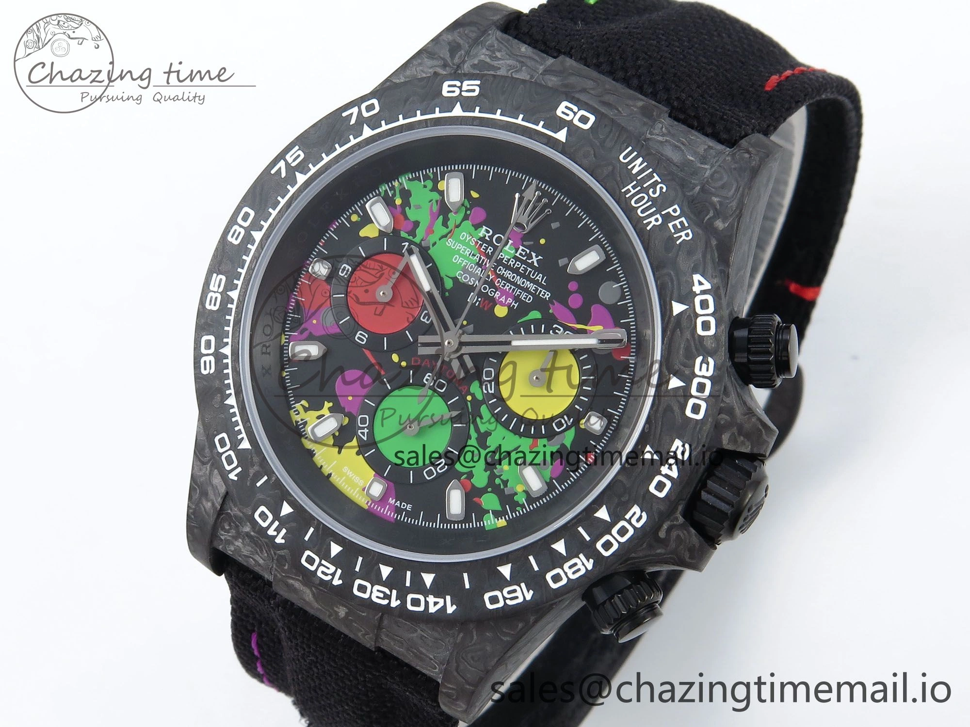 Daytona DIW Black Carbon DIWF Best Edition  Dial on Black Nylon Strap DD Versatile 492
