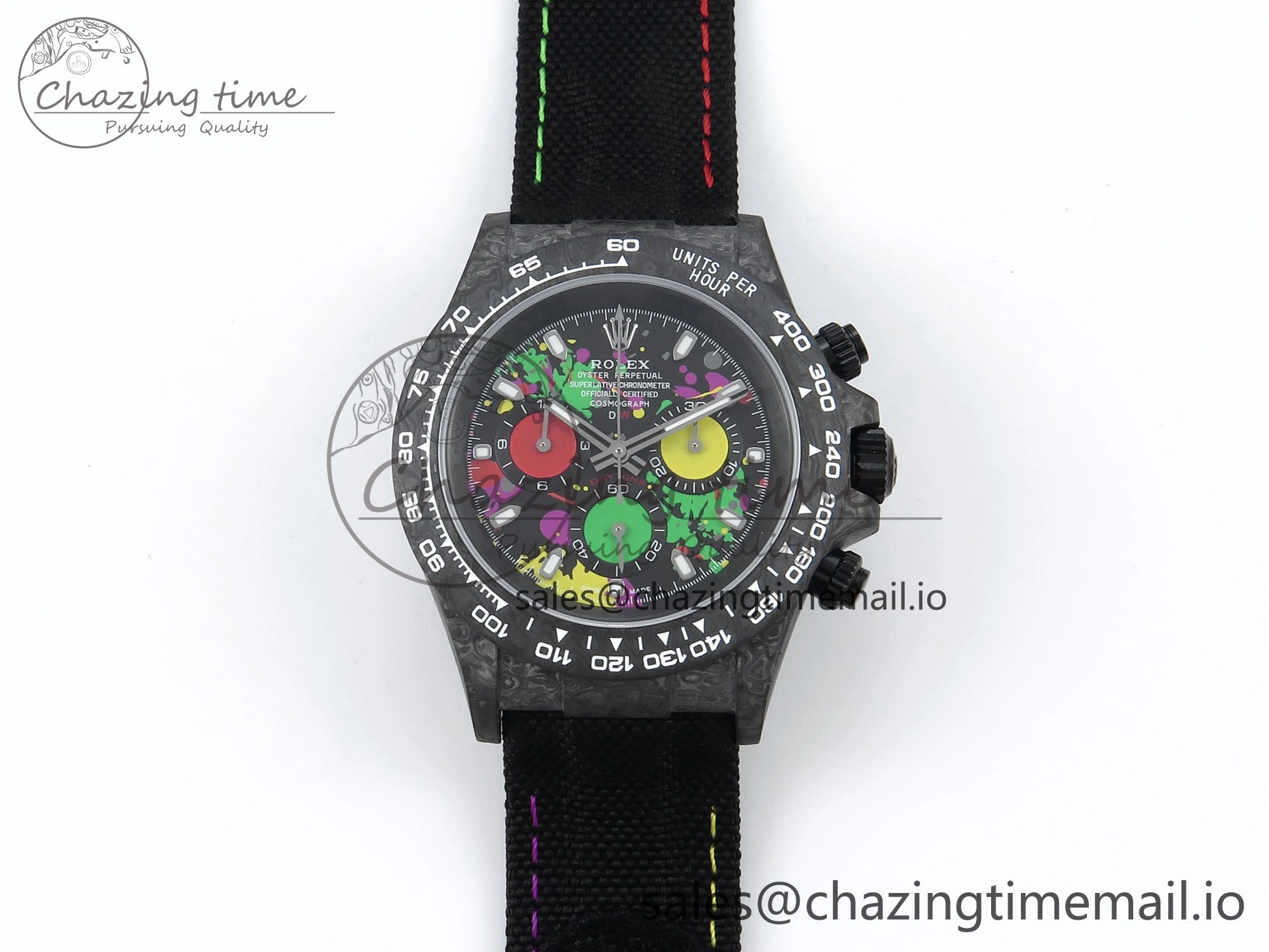 Daytona DIW Black Carbon DIWF Best Edition  Dial on Black Nylon Strap DD Versatile 492