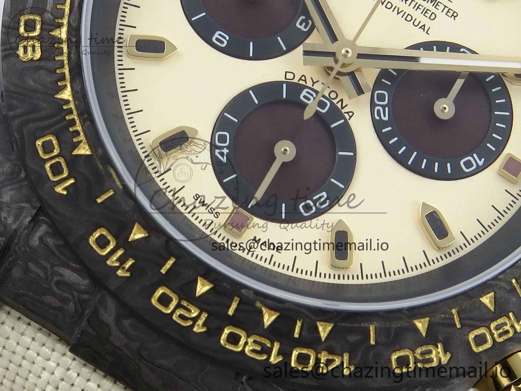 UrbanStyle Daytona DIW Black Carbon DIWF Best Edition Cream Dial on Cream Nylon Strap DD 496