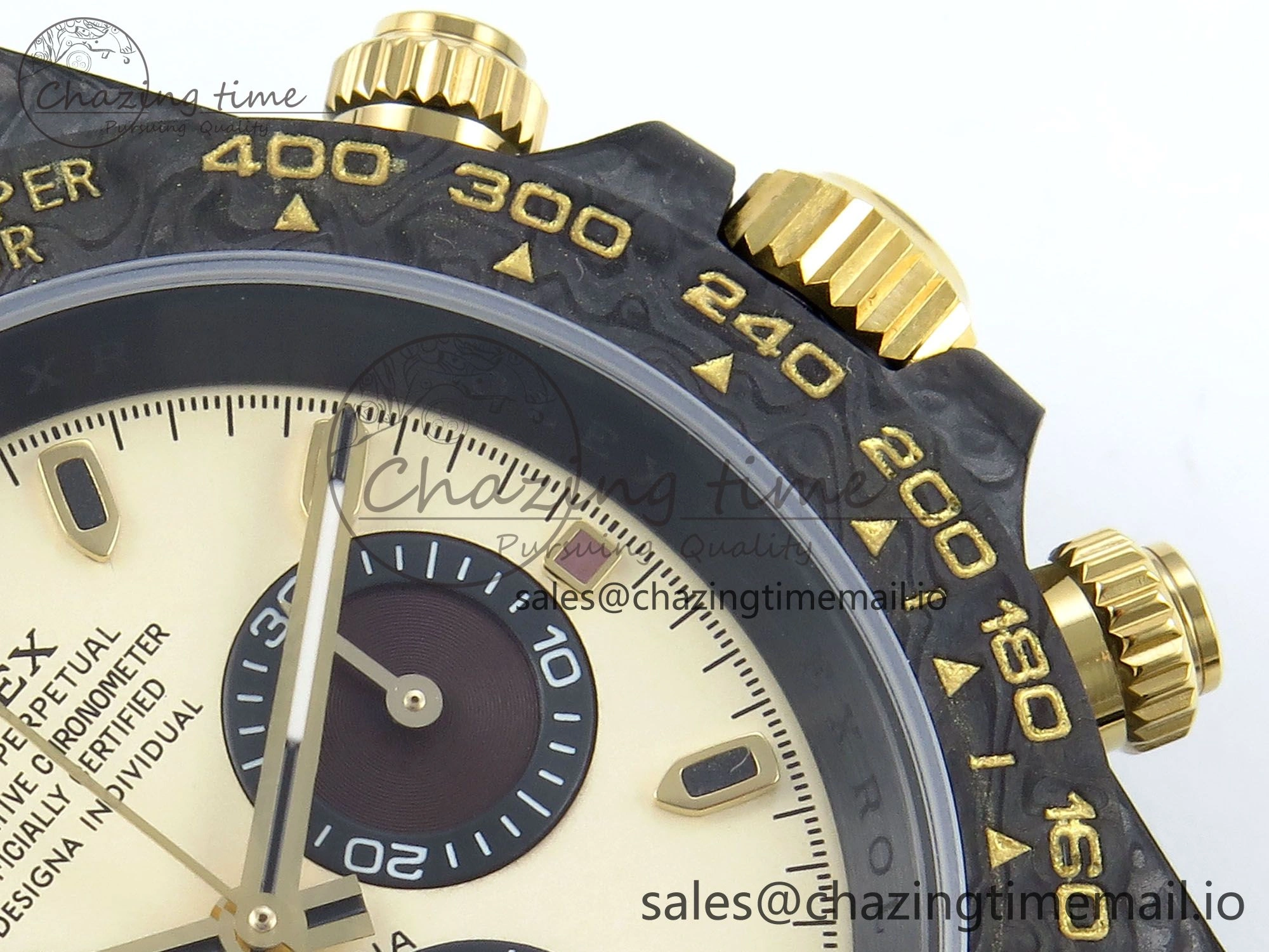 UrbanStyle Daytona DIW Black Carbon DIWF Best Edition Cream Dial on Cream Nylon Strap DD 496
