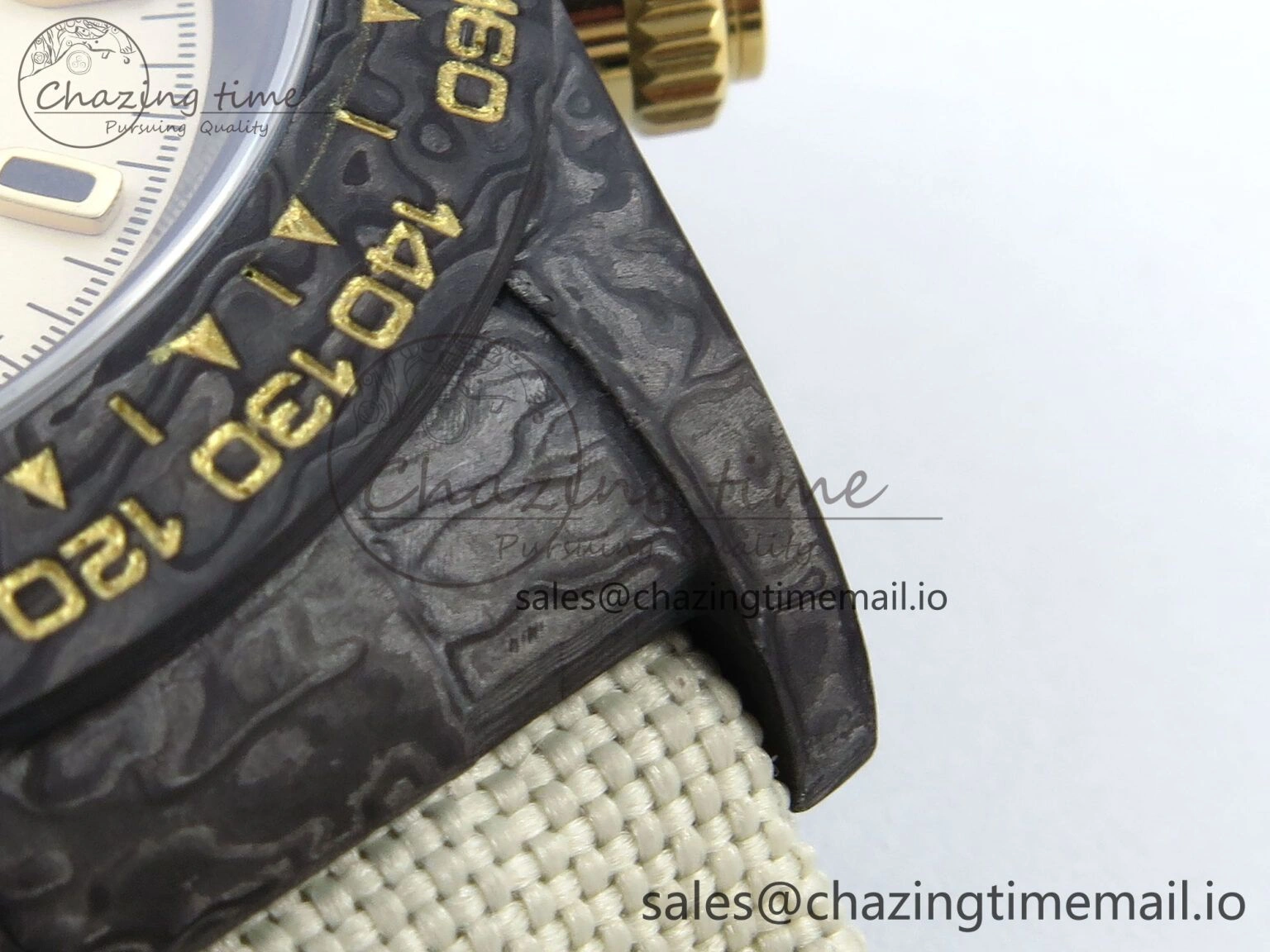 UrbanStyle Daytona DIW Black Carbon DIWF Best Edition Cream Dial on Cream Nylon Strap DD 496