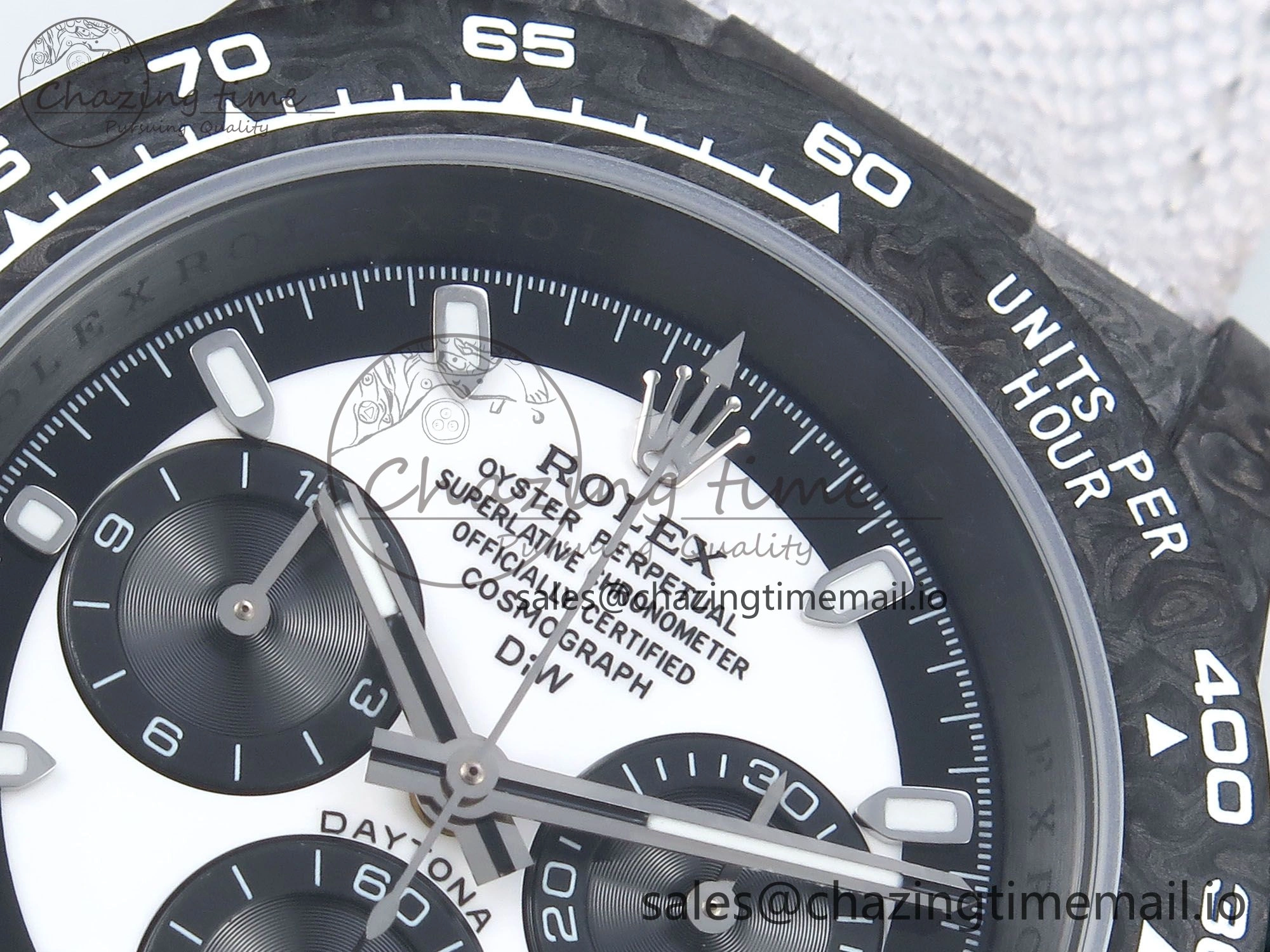 Unique Daytona DIW Black Carbon DIWF Best Edition White Black Dial on White Nylon Strap DD 497