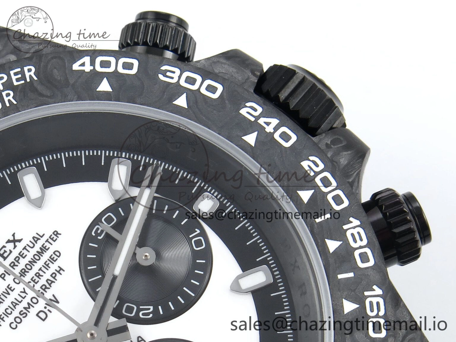 Unique Daytona DIW Black Carbon DIWF Best Edition White Black Dial on White Nylon Strap DD 497
