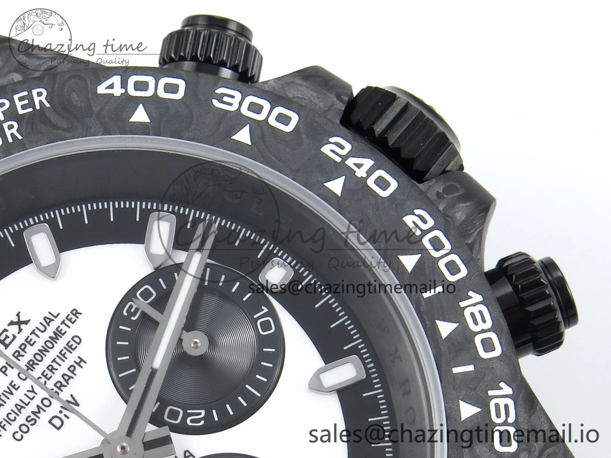 Unique Daytona DIW Black Carbon DIWF Best Edition White Black Dial on White Nylon Strap DD 497