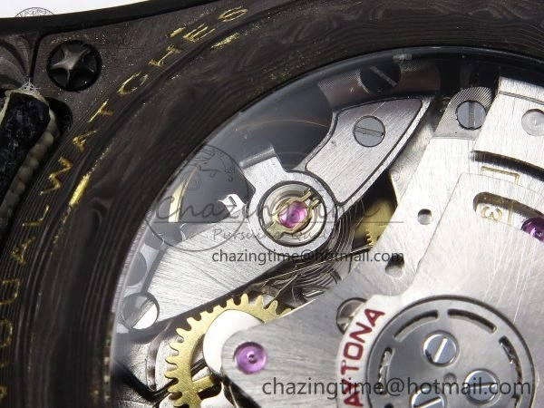 FreshLook Daytona DIW Carbon Case DIWF Edition Black Dial Rainbow Diamonds Bezel on Brown Nylon Strap A 1666