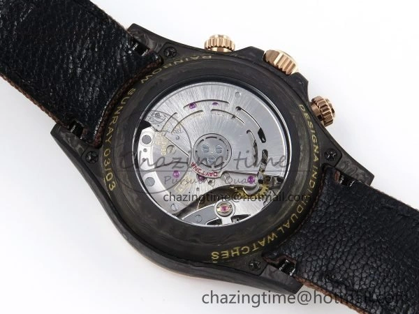 FreshLook Daytona DIW Carbon Case DIWF Edition Black Dial Rainbow Diamonds Bezel on Brown Nylon Strap A 1666