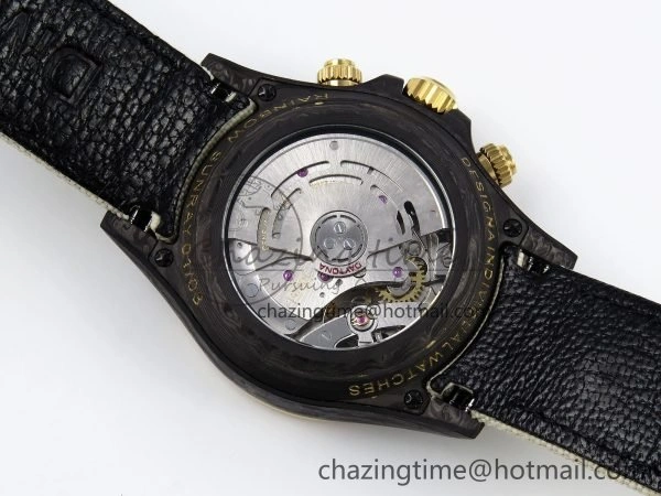 TopPick Daytona DIW Carbon Case DIWF Edition Black White Dial Orange Diamonds Bezel on White Nylon Strap A 1668