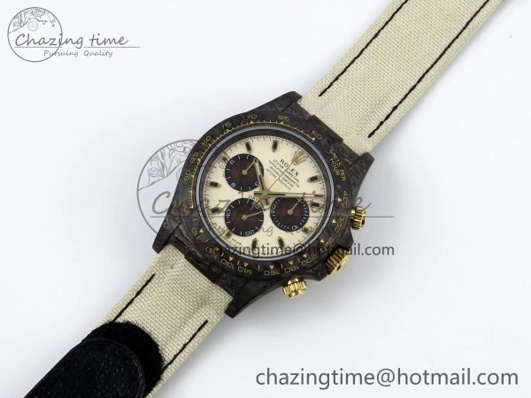 ComfortFit Daytona DIW Carbon Case DIWF Edition Cream Brown Dial on White Nylon Strap A 1664