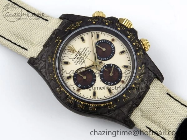 ComfortFit Daytona DIW Carbon Case DIWF Edition Cream Brown Dial on White Nylon Strap A 1664