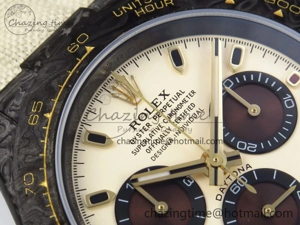 ComfortFit Daytona DIW Carbon Case DIWF Edition Cream Brown Dial on White Nylon Strap A 1664