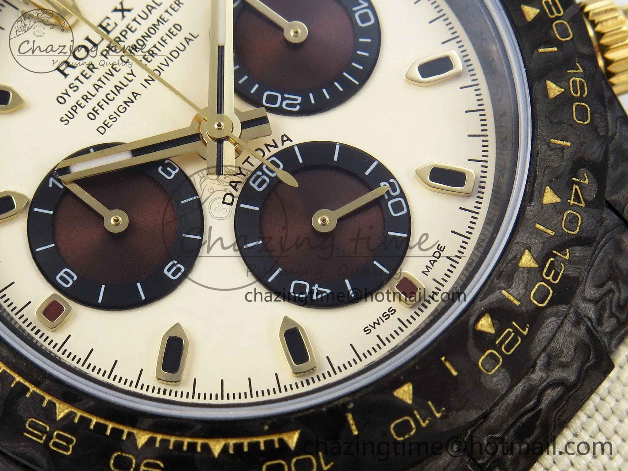 ComfortFit Daytona DIW Carbon Case DIWF Edition Cream Brown Dial on White Nylon Strap A 1664