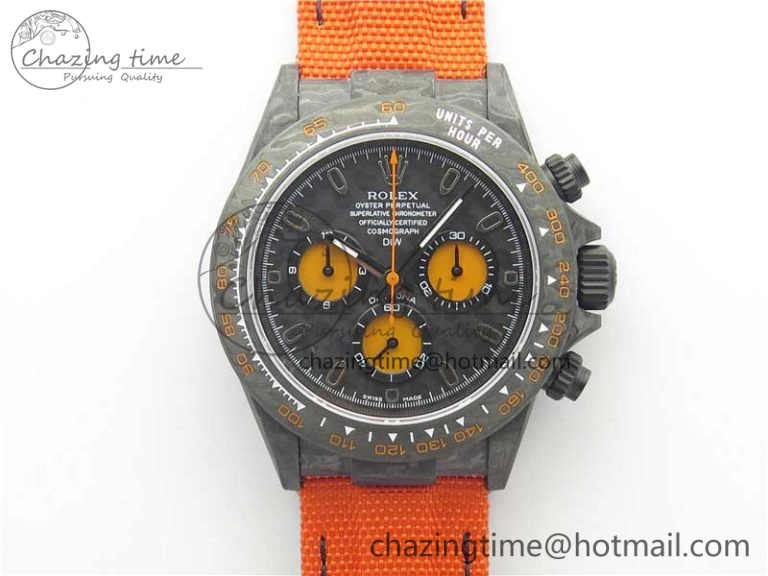 Daytona DIW Carbon Case and Bezel Black Orange Dial on Orange Nylon Strap A Comfortable 3222