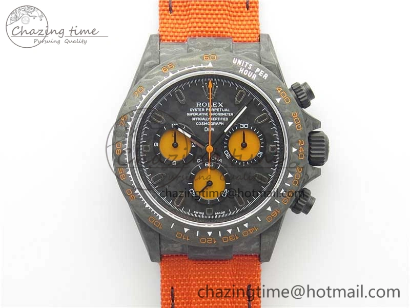 Daytona DIW Carbon Case and Bezel Black Orange Dial on Orange Nylon Strap A Comfortable 3222