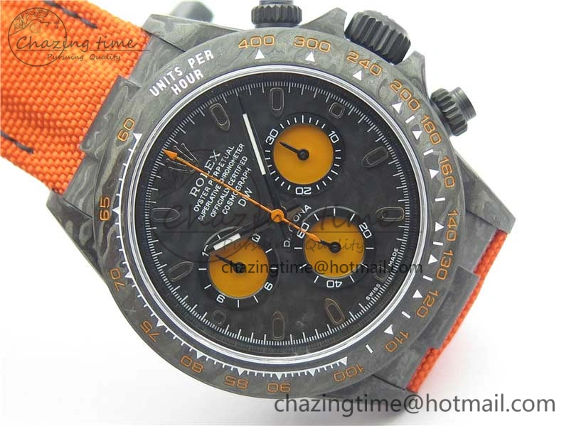 Daytona DIW Carbon Case and Bezel Black Orange Dial on Orange Nylon Strap A Comfortable 3222