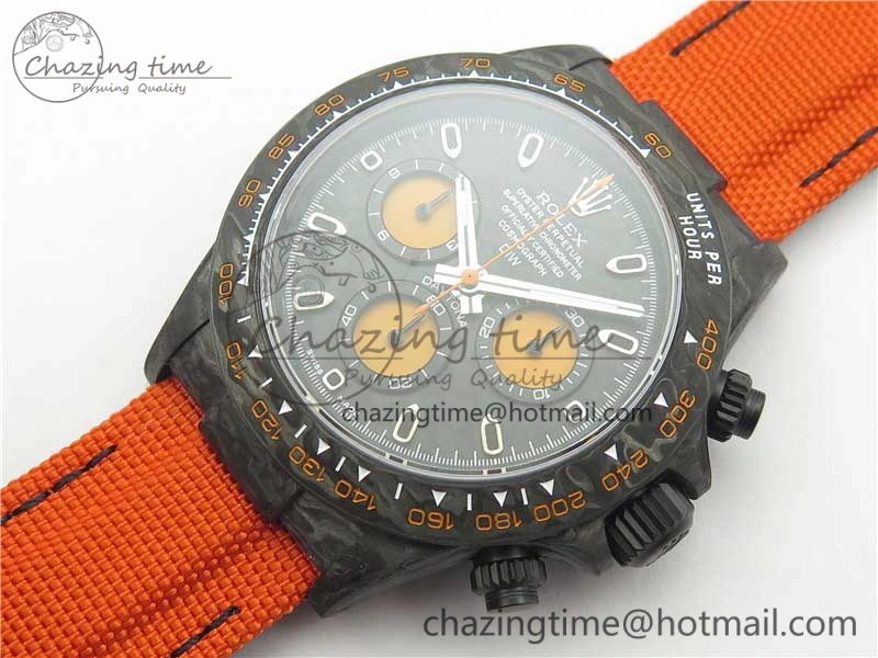 Daytona DIW Carbon Case and Bezel Black Orange Dial on Orange Nylon Strap A Comfortable 3222