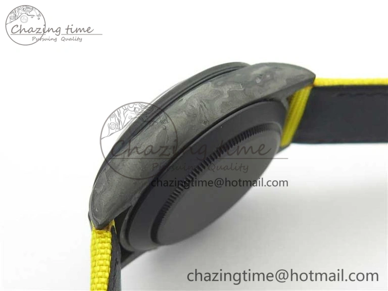 Snug Daytona DIW Carbon Case and Bezel Black Yellow Dial on Yellow Nylon Strap A 3220