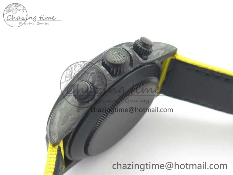Snug Daytona DIW Carbon Case and Bezel Black Yellow Dial on Yellow Nylon Strap A 3220