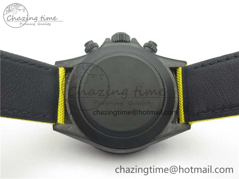 Snug Daytona DIW Carbon Case and Bezel Black Yellow Dial on Yellow Nylon Strap A 3220