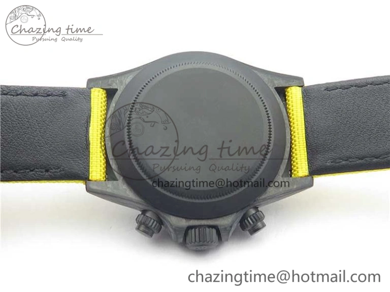 Snug Daytona DIW Carbon Case and Bezel Black Yellow Dial on Yellow Nylon Strap A 3220