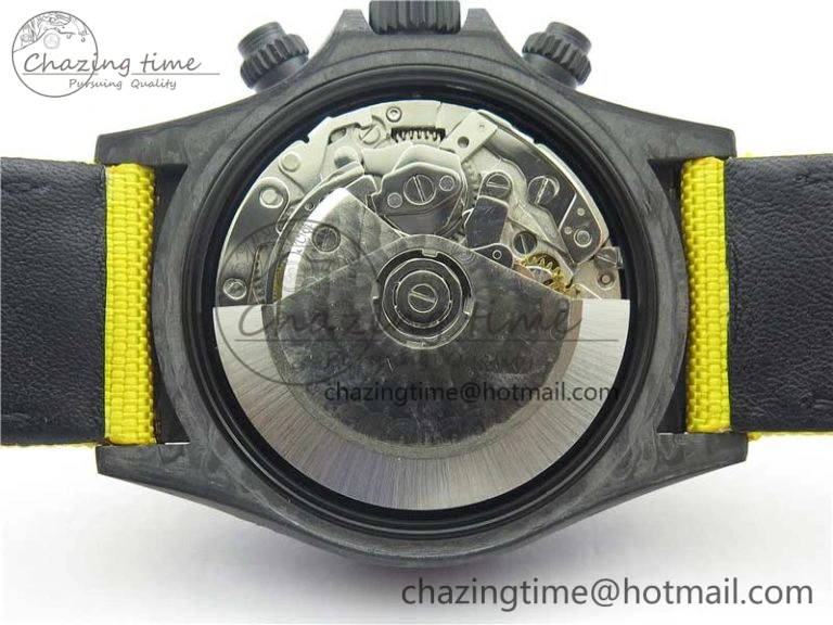 Snug Daytona DIW Carbon Case and Bezel Black Yellow Dial on Yellow Nylon Strap A 3220