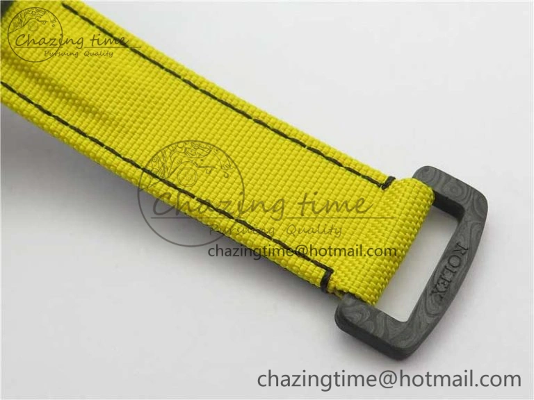 Snug Daytona DIW Carbon Case and Bezel Black Yellow Dial on Yellow Nylon Strap A 3220