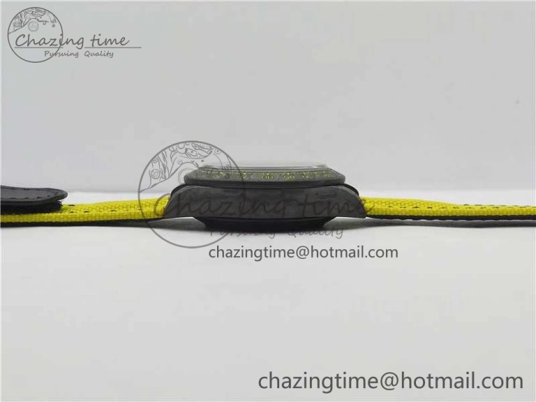 Snug Daytona DIW Carbon Case and Bezel Black Yellow Dial on Yellow Nylon Strap A 3220