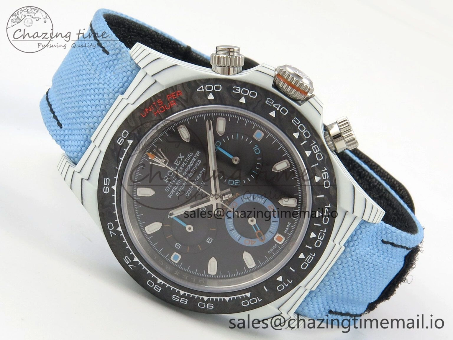 Trendy Daytona DIW Carbon Case and Bezel DIWF Edition Black Dial on Blue Nylon Strap A 71