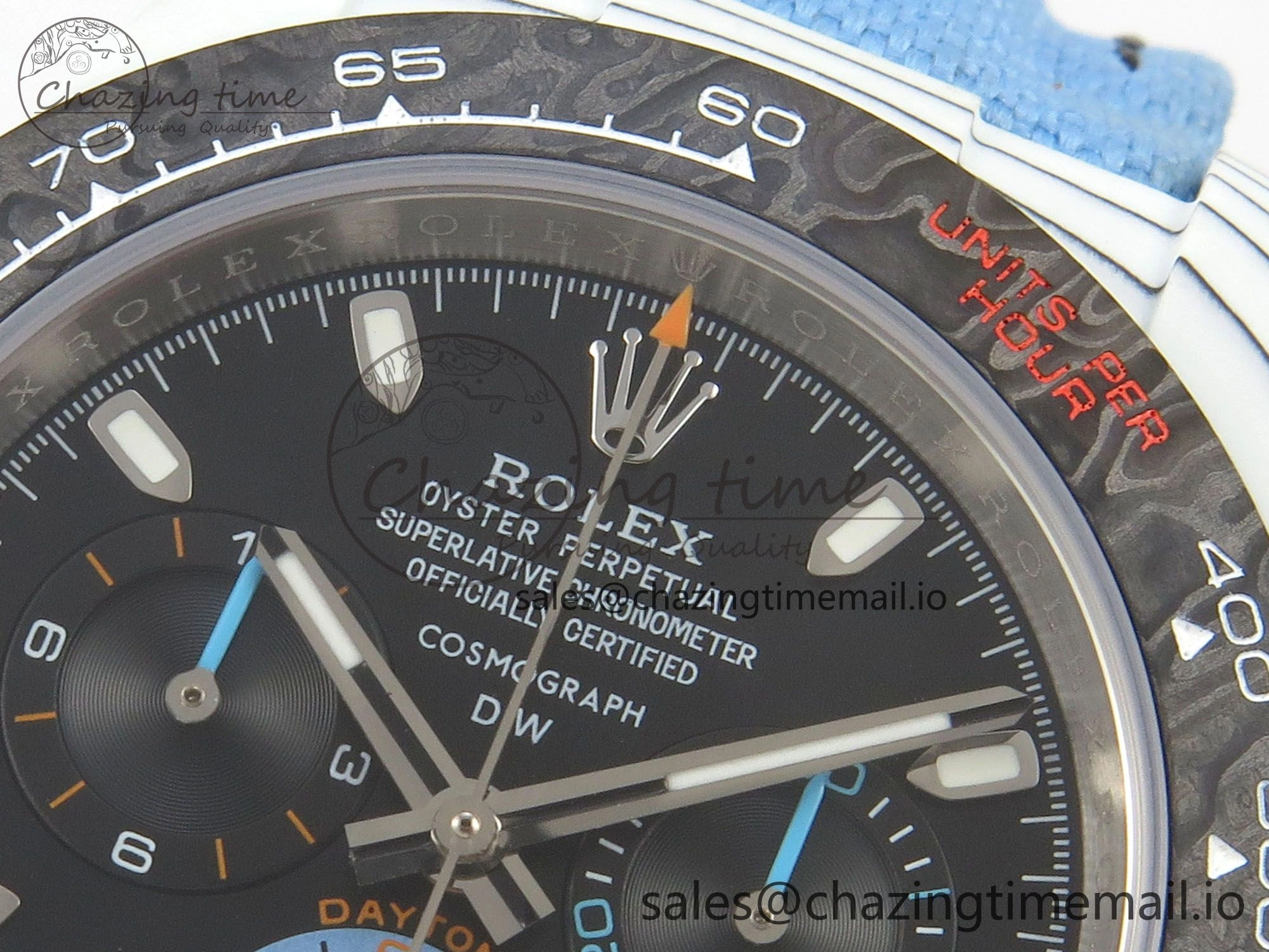 Trendy Daytona DIW Carbon Case and Bezel DIWF Edition Black Dial on Blue Nylon Strap A 71