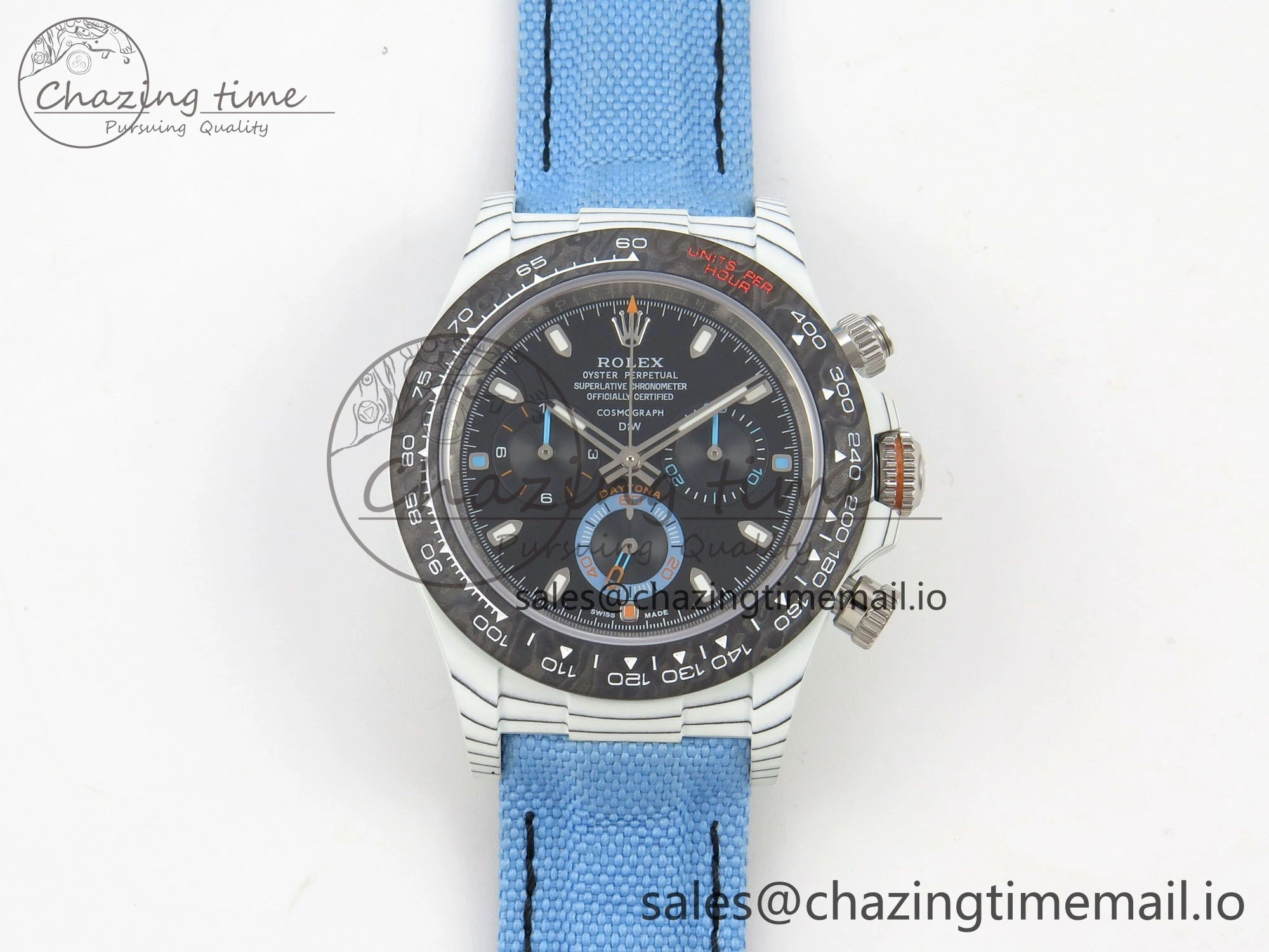 Trendy Daytona DIW Carbon Case and Bezel DIWF Edition Black Dial on Blue Nylon Strap A 71