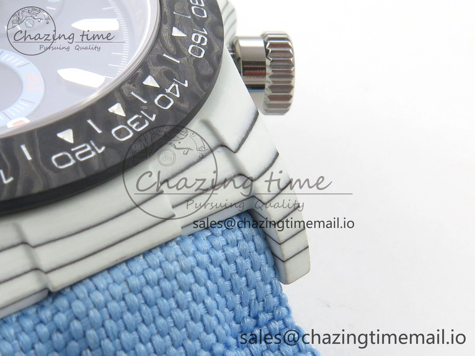 Trendy Daytona DIW Carbon Case and Bezel DIWF Edition Black Dial on Blue Nylon Strap A 71