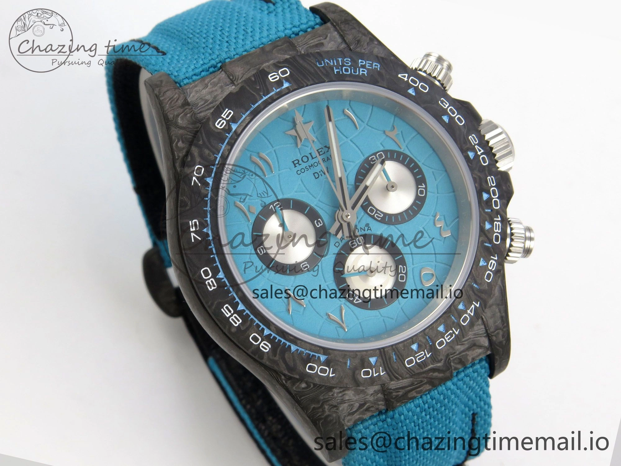 Daytona DIW Carbon Case and Bezel DIWF Edition Blue Dial on Blue Nylon Strap A Breathable 52