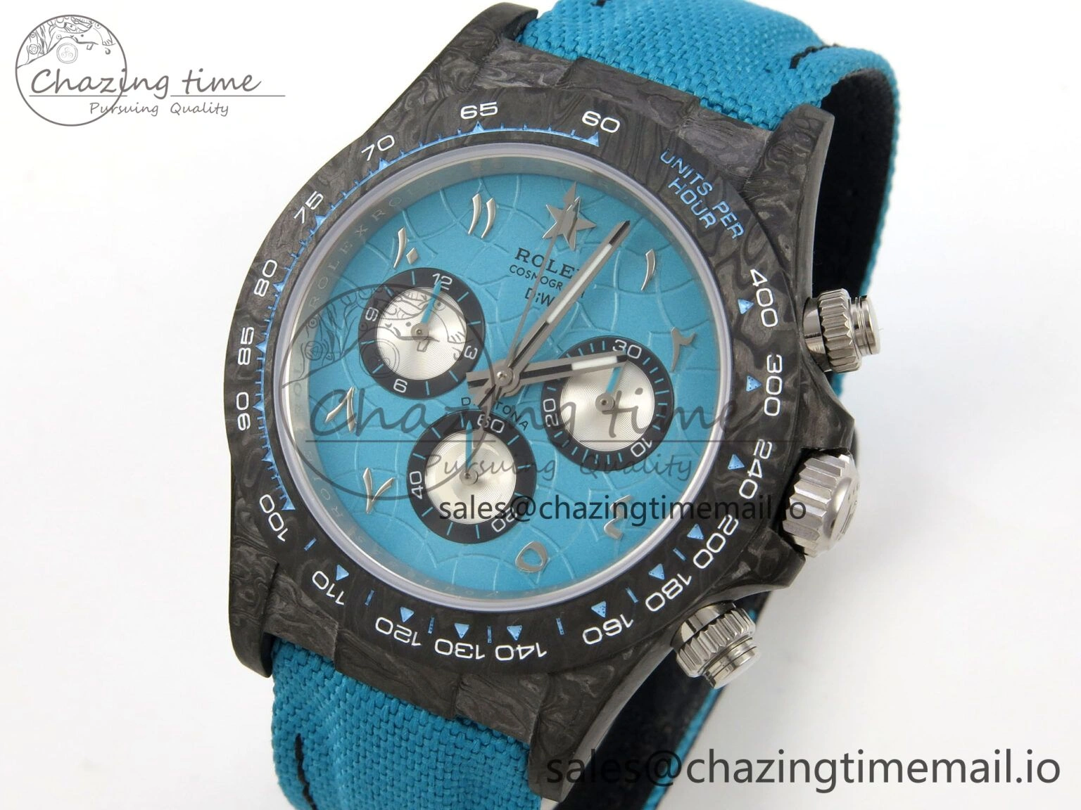 Daytona DIW Carbon Case and Bezel DIWF Edition Blue Dial on Blue Nylon Strap A Breathable 52