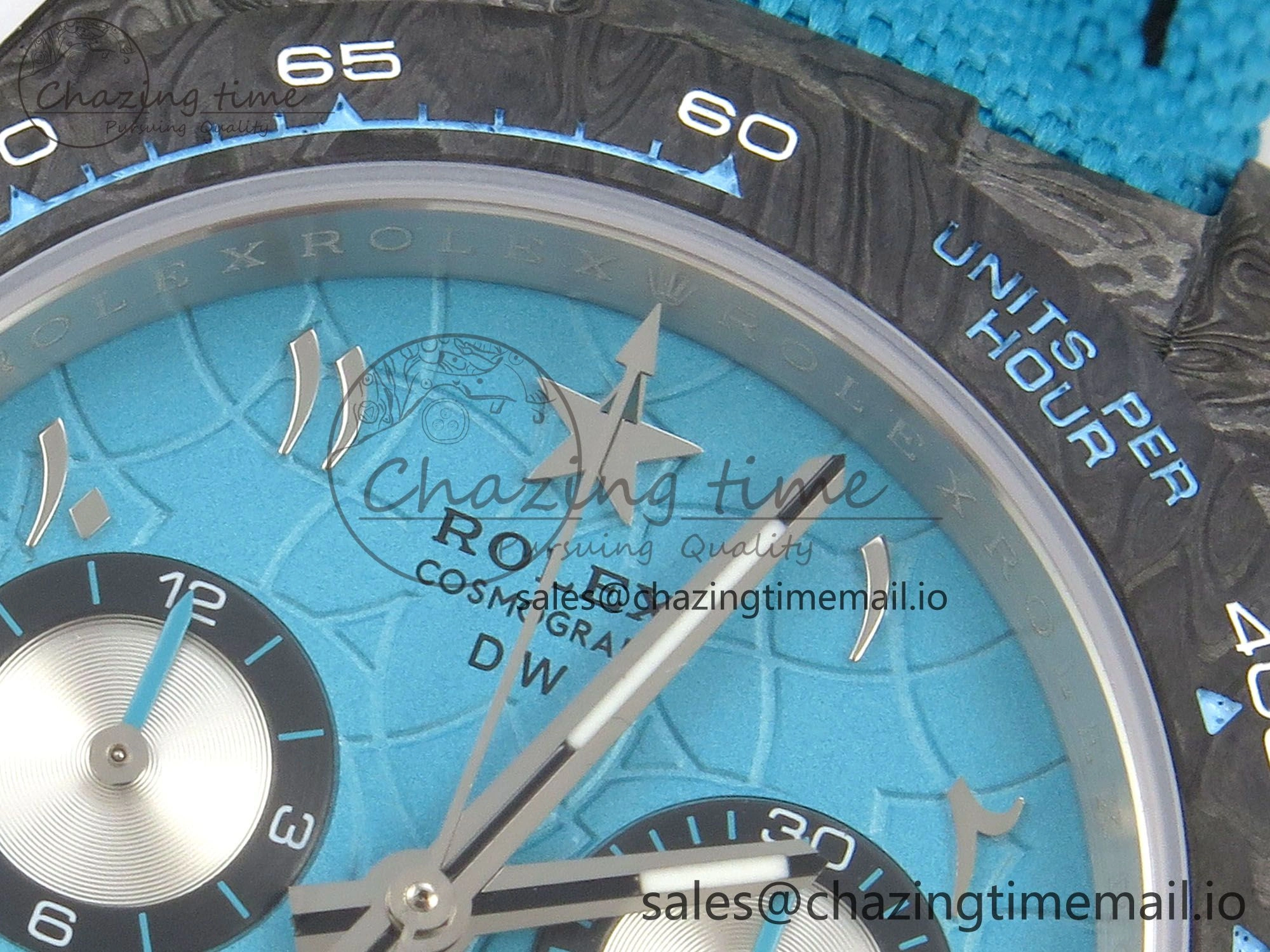 Daytona DIW Carbon Case and Bezel DIWF Edition Blue Dial on Blue Nylon Strap A Breathable 52