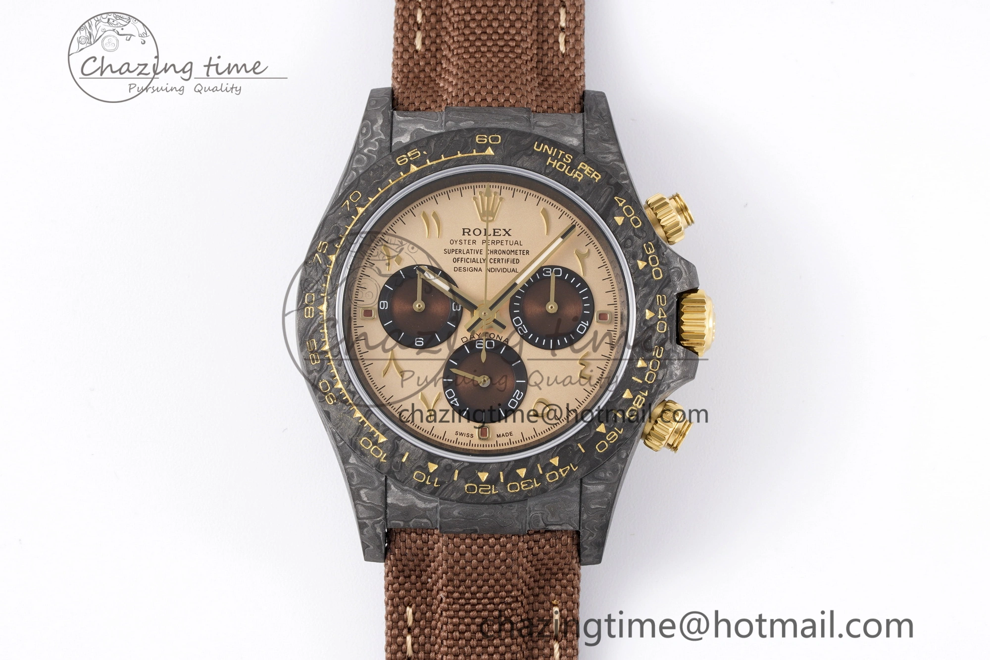 Neat Daytona DIW Carbon Case and Bezel DIWF Edition Brown Arabic Dial on Brown Nylon Strap A 2000