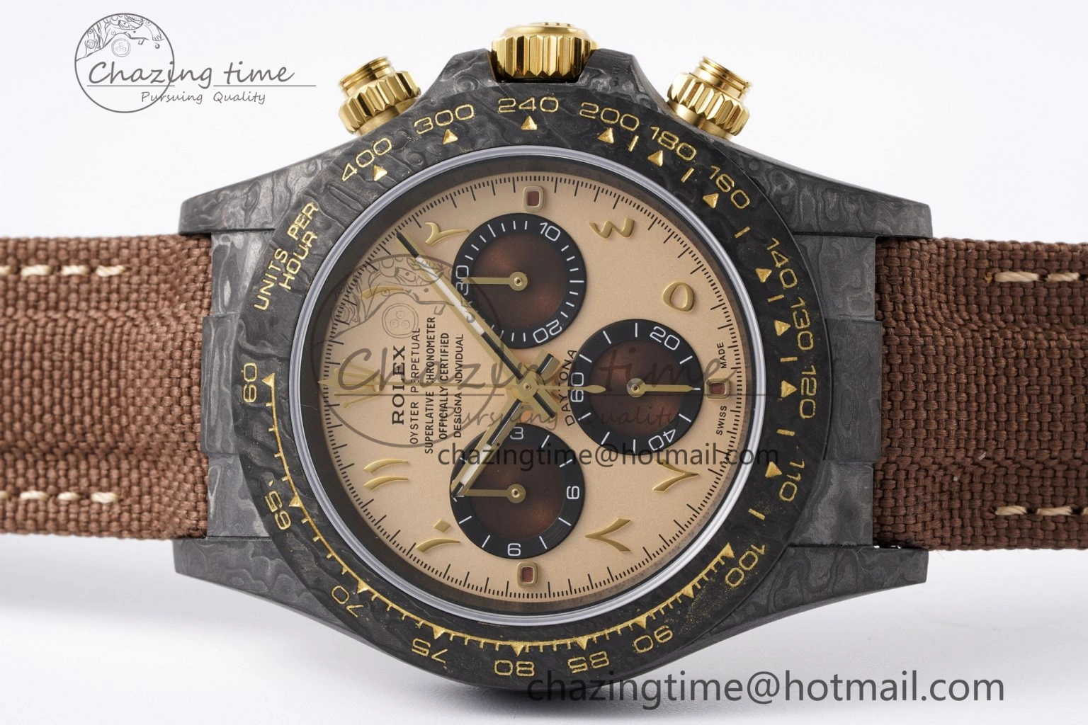 Neat Daytona DIW Carbon Case and Bezel DIWF Edition Brown Arabic Dial on Brown Nylon Strap A 2000