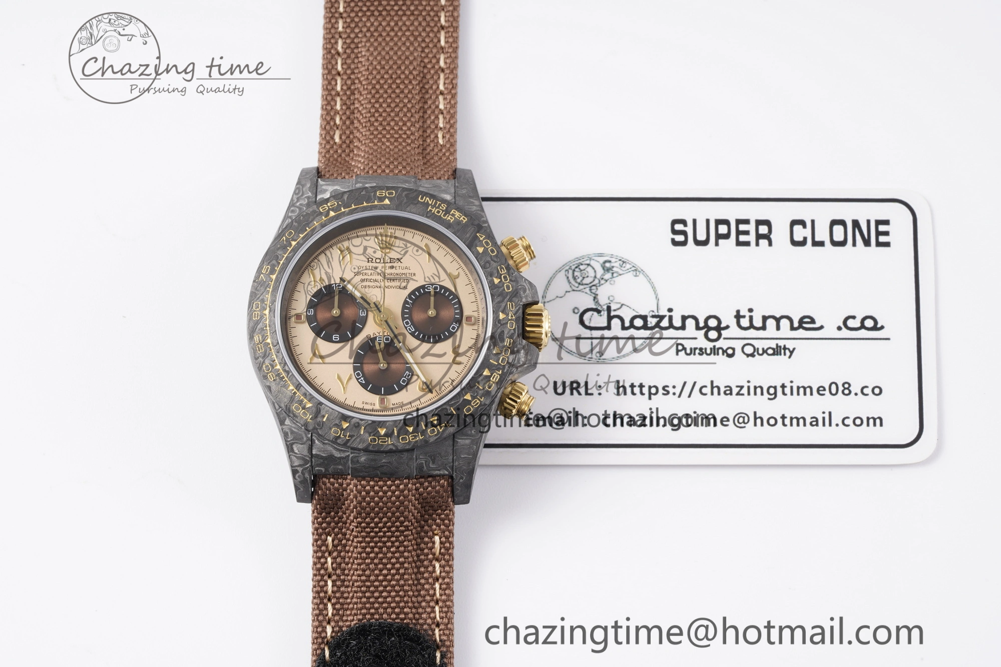 Neat Daytona DIW Carbon Case and Bezel DIWF Edition Brown Arabic Dial on Brown Nylon Strap A 2000