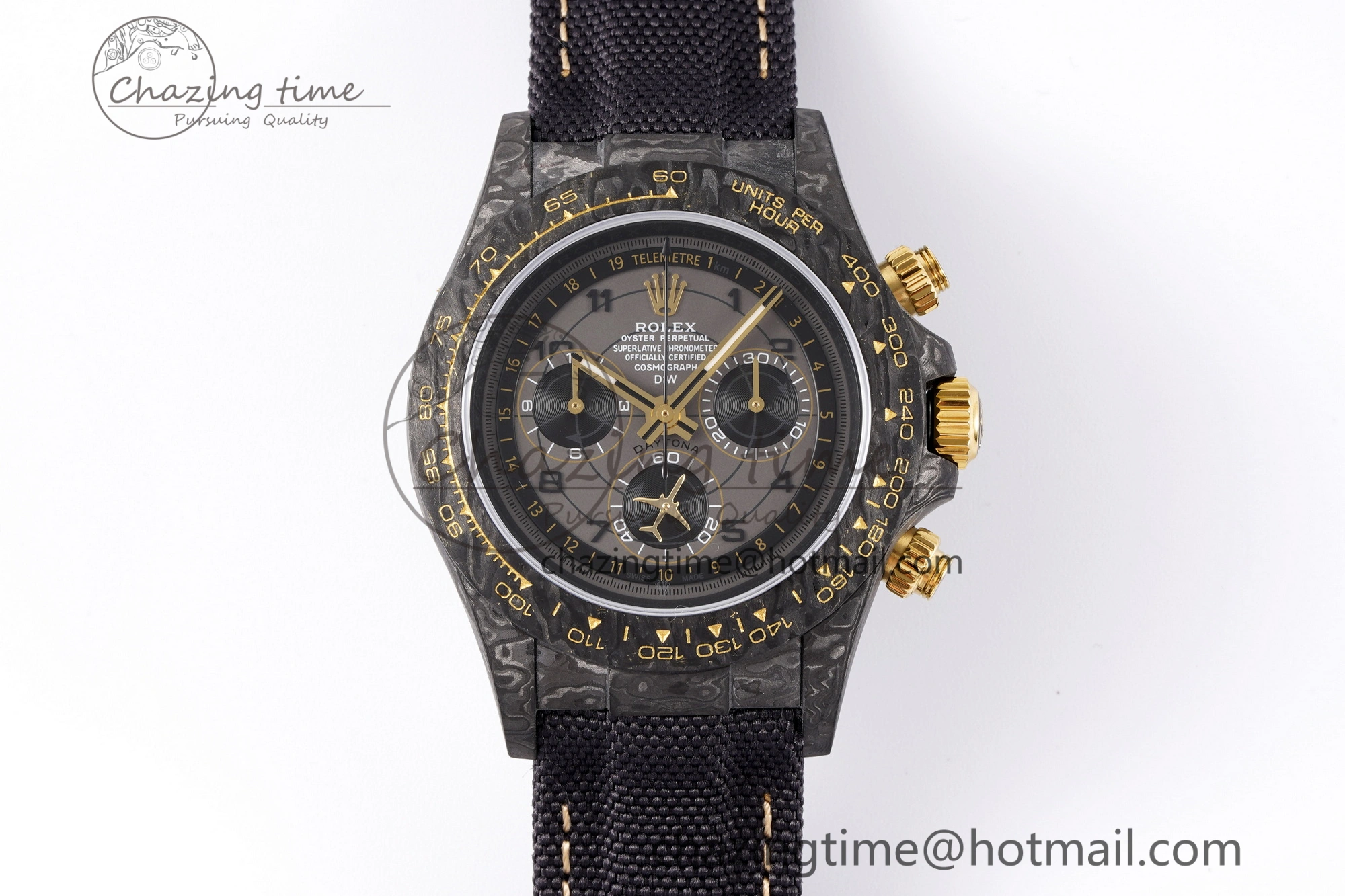 TechFriendly Daytona DIW Carbon Case and Bezel DIWF Edition Gray Plane Dial on Black Nylon Strap A 1994