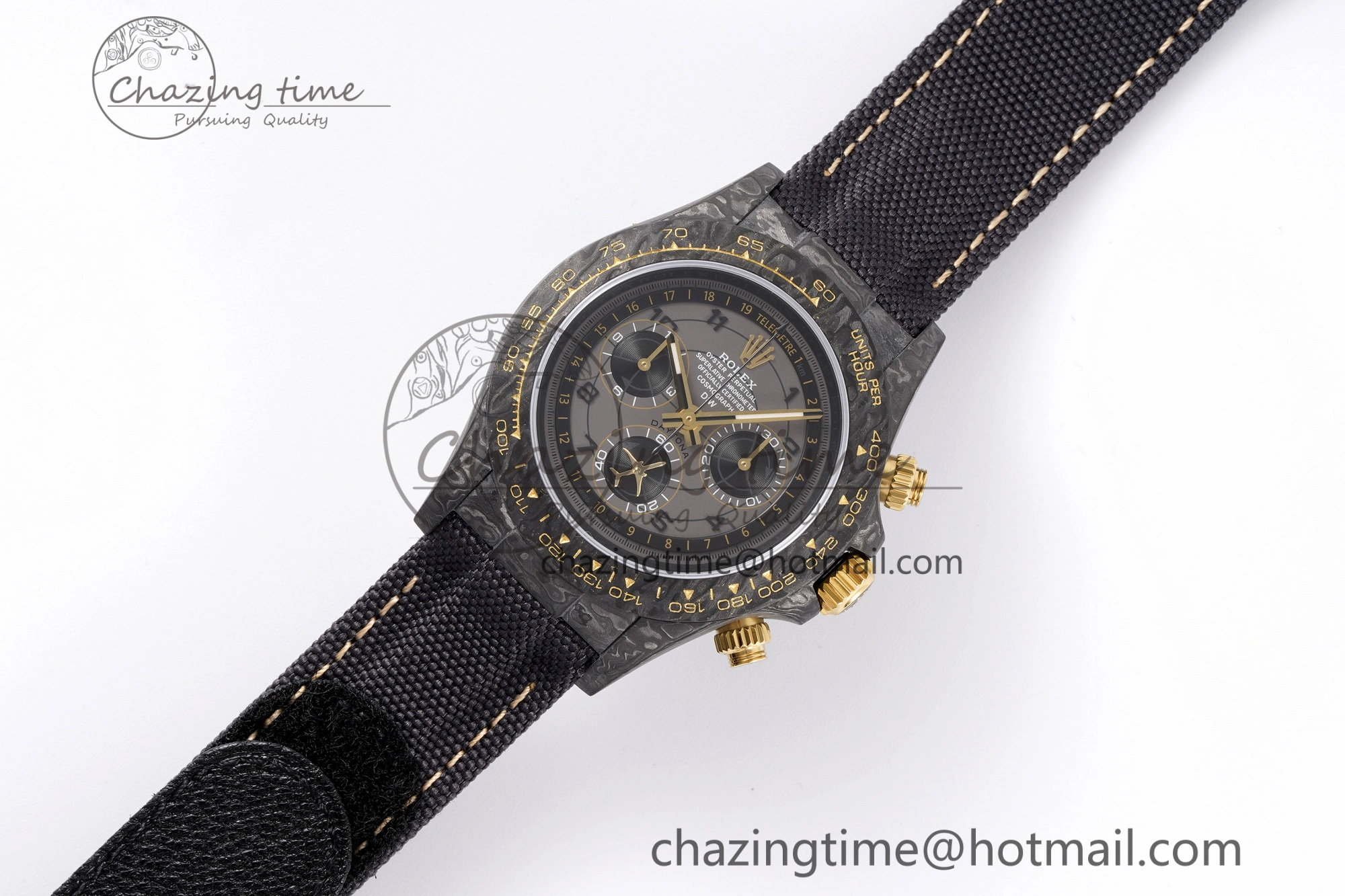 TechFriendly Daytona DIW Carbon Case and Bezel DIWF Edition Gray Plane Dial on Black Nylon Strap A 1994