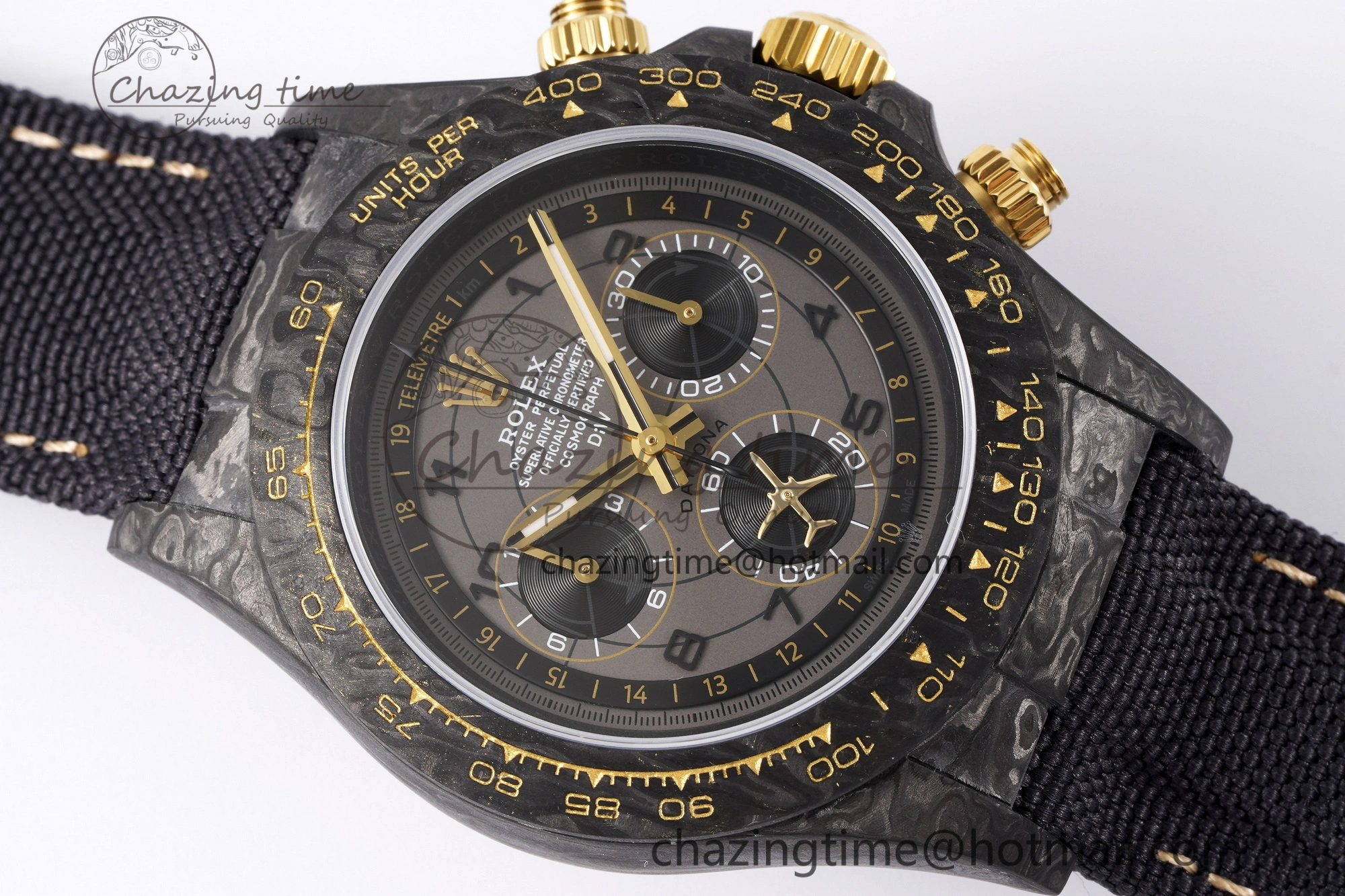 TechFriendly Daytona DIW Carbon Case and Bezel DIWF Edition Gray Plane Dial on Black Nylon Strap A 1994