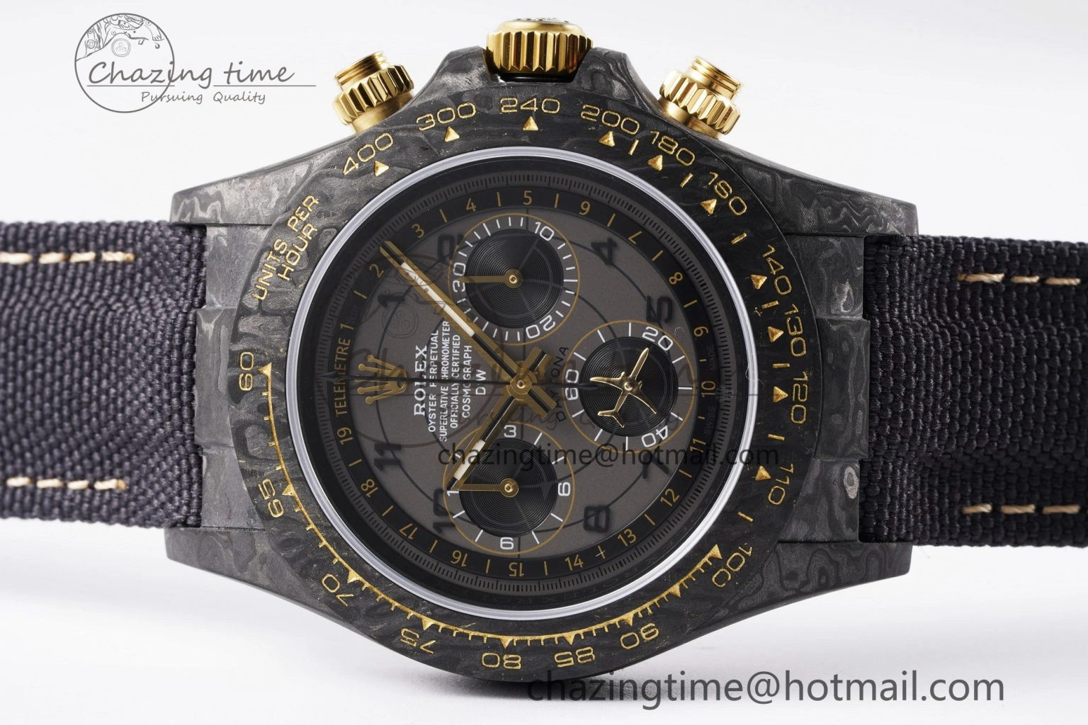 TechFriendly Daytona DIW Carbon Case and Bezel DIWF Edition Gray Plane Dial on Black Nylon Strap A 1994