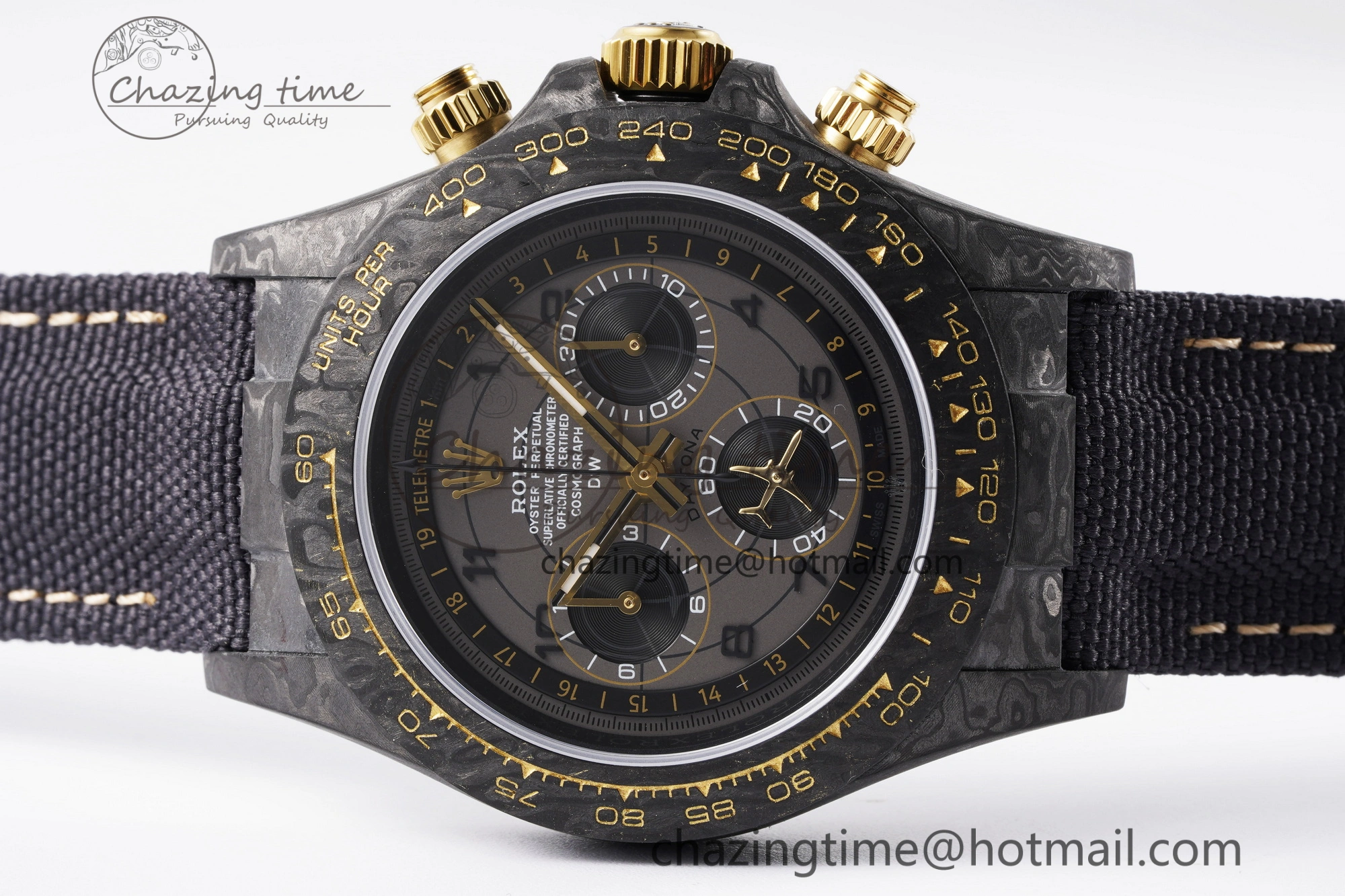 TechFriendly Daytona DIW Carbon Case and Bezel DIWF Edition Gray Plane Dial on Black Nylon Strap A 1994