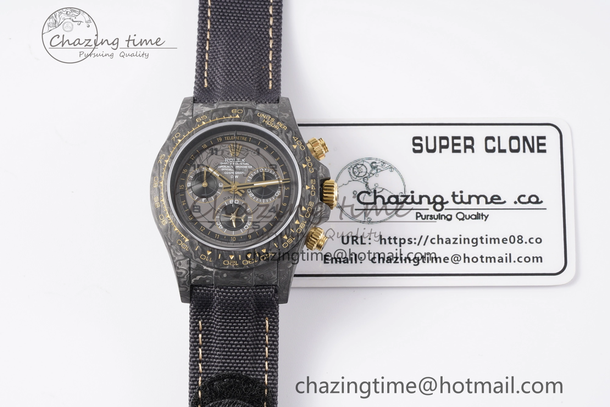 TechFriendly Daytona DIW Carbon Case and Bezel DIWF Edition Gray Plane Dial on Black Nylon Strap A 1994