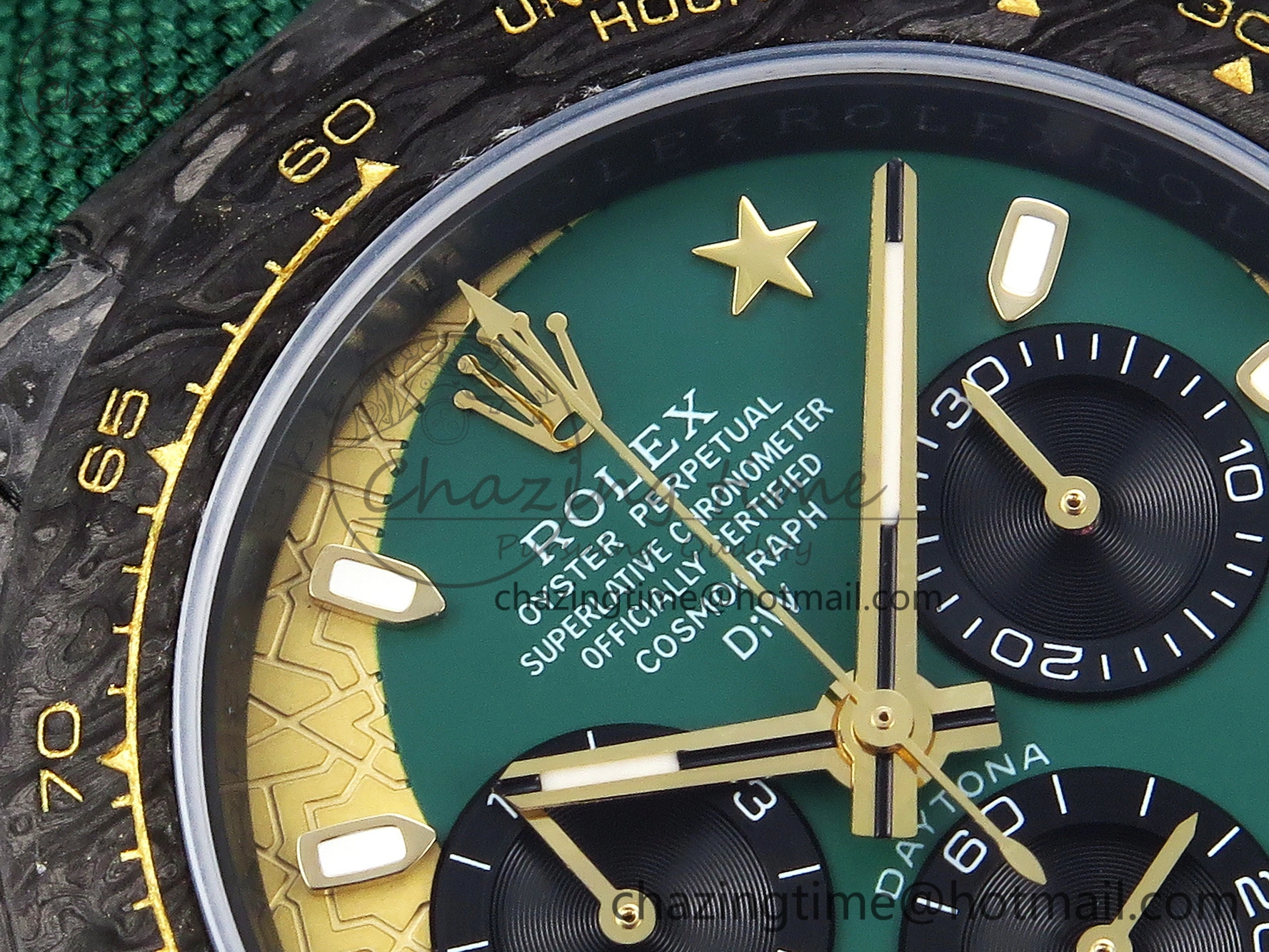 Comfortable Daytona DIW Carbon Case and Bezel DIWF Edition Green YG Dial on Green Nylon Strap A 1885