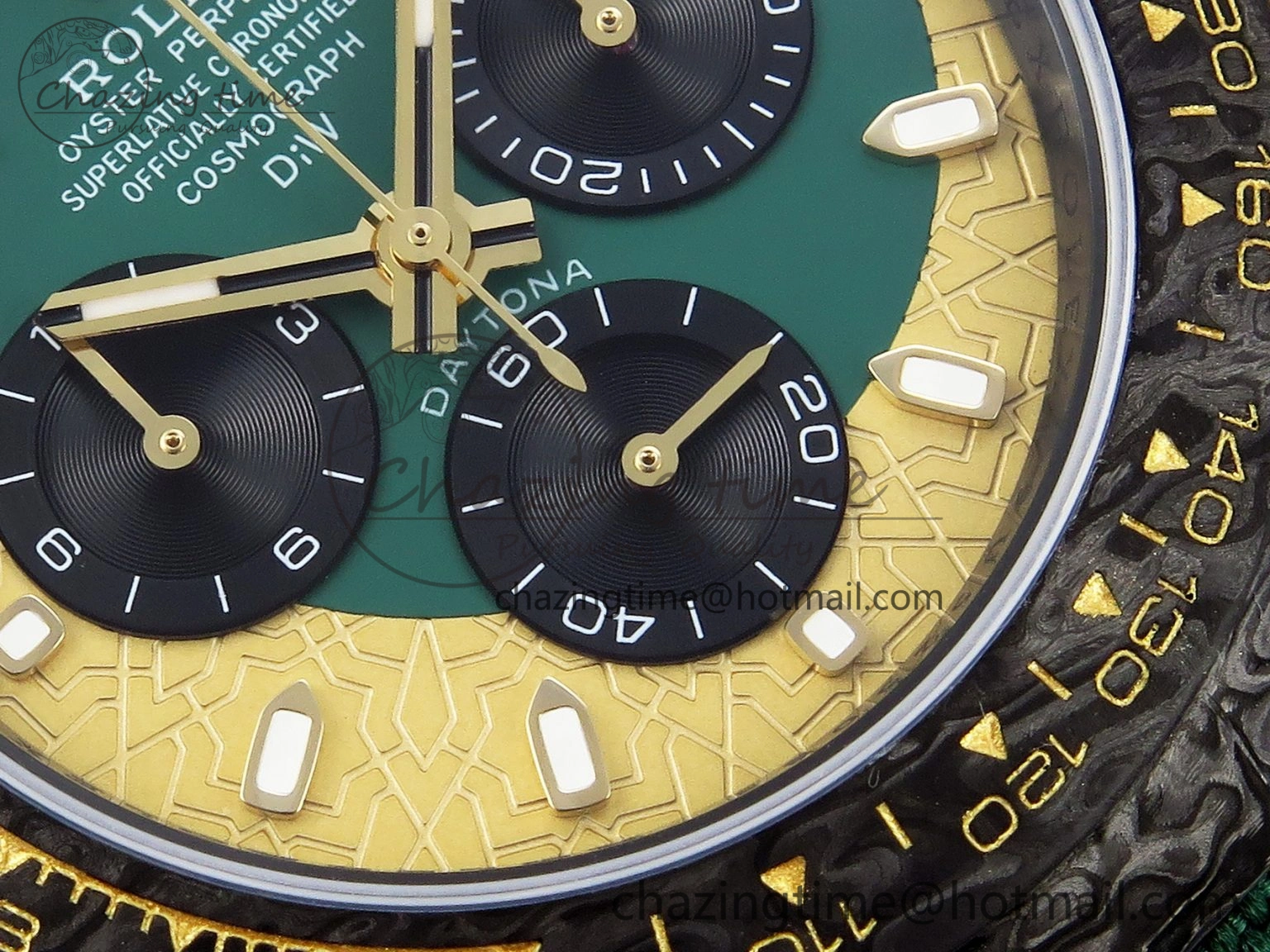 Comfortable Daytona DIW Carbon Case and Bezel DIWF Edition Green YG Dial on Green Nylon Strap A 1885
