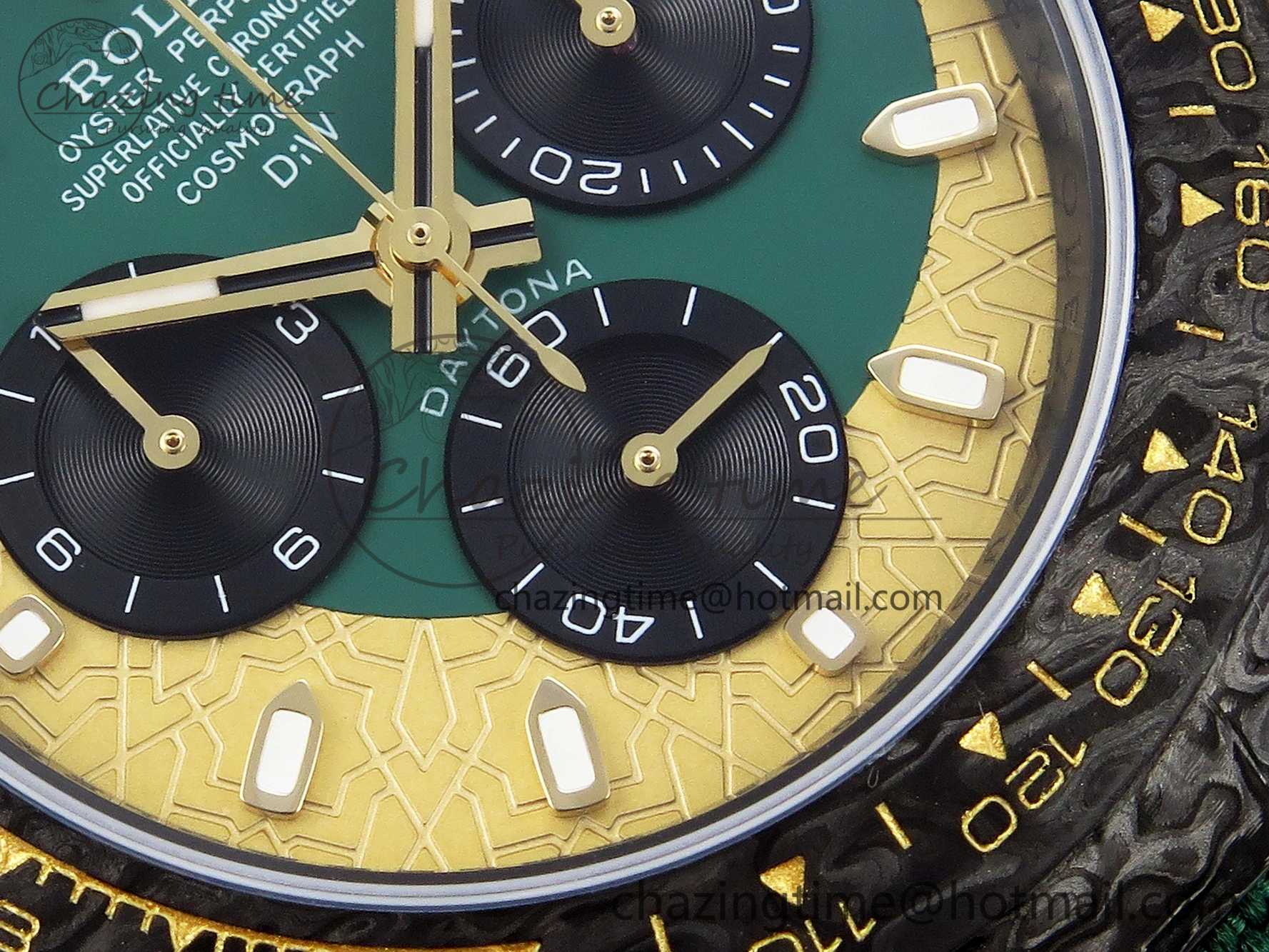 Comfortable Daytona DIW Carbon Case and Bezel DIWF Edition Green YG Dial on Green Nylon Strap A 1885